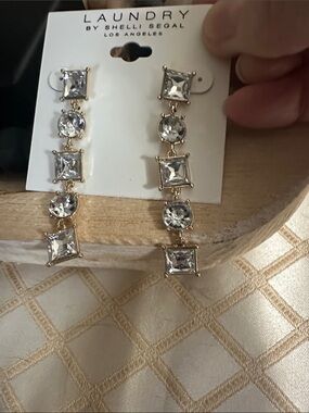Laundry by Shelli Segal Gold-Tone Clear Crystal Drop pierced Earrings